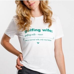 Calliope Golfing Wife Short Sleeve Tee White & Green Size Small